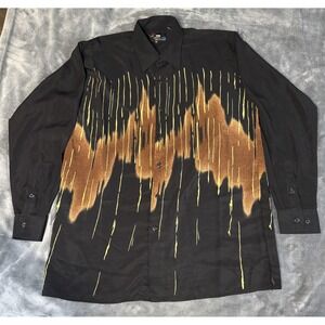 A‎ Cut Above Henri Valdese Shirt Mens Medium Black Flame Graphic Long Sleeve